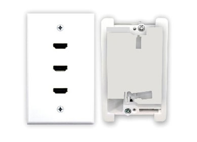 Triple-HDMI-wall-plate,-molded-with-pigtail-(10-pack)