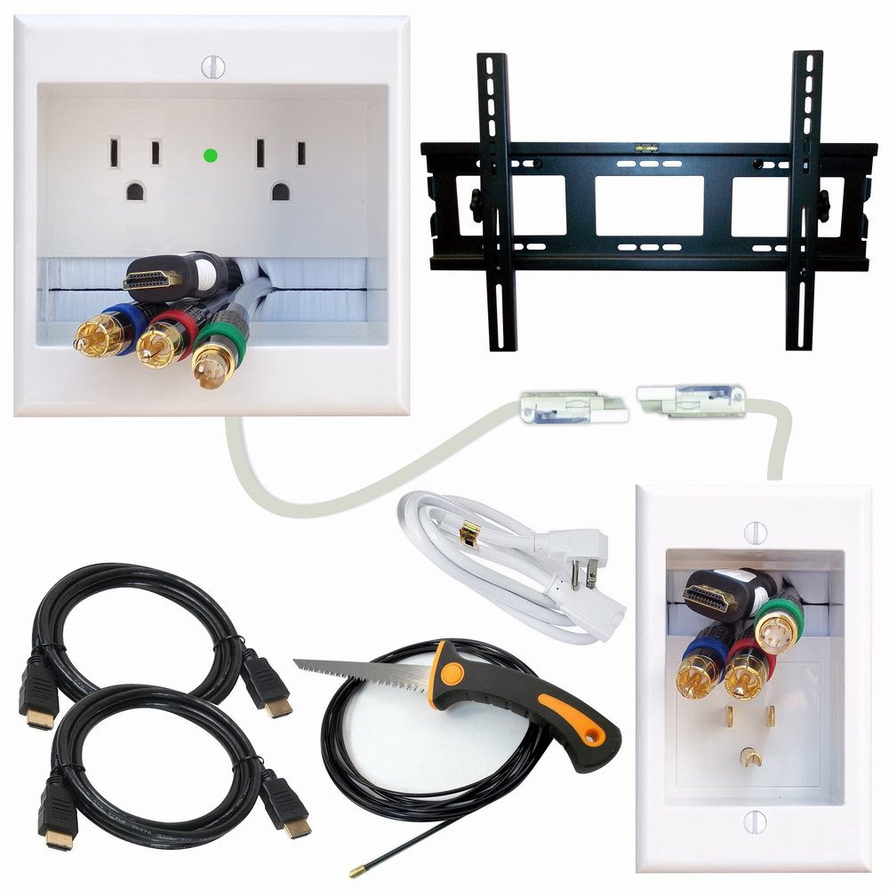 Sportlink In-Wall TV Cable Management Kit - Hide TV Wires Behind The Wall - White