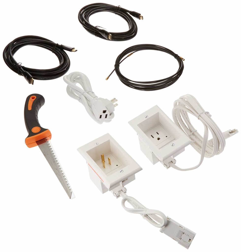 PowerBridge In-Wall Power Connection Kit with Single Power and Cable Management for Wall Mounted HDTV, White